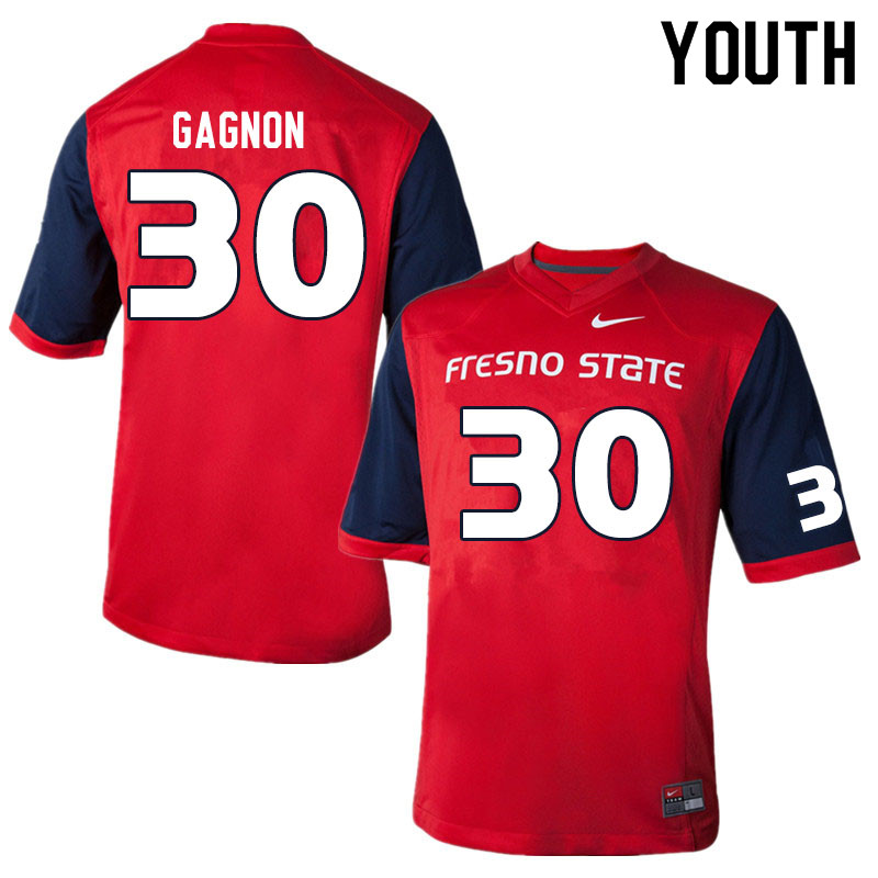 Youth #30 Kenny Gagnon Fresno State Bulldogs College Football Jerseys Sale-Red - Click Image to Close